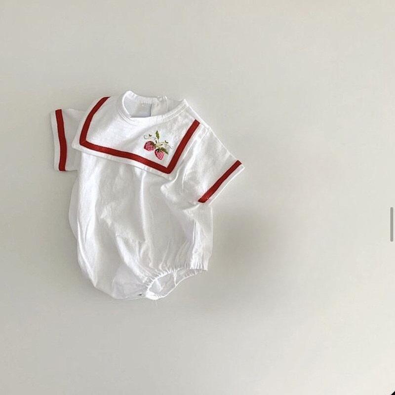 Korean Style Unisex Cartoon Sailor Collar Baby Jumpsuit 80 cm