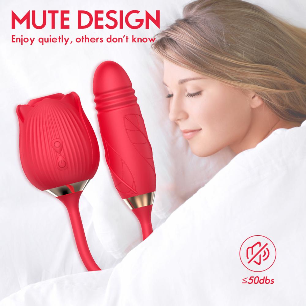 Rose Thrusting Dildo Sací vibrátor Žena klitoris Sucker Stimulátor Vibrační Love Egg Zboží pro dospělé Sexy hračky pro ženy
