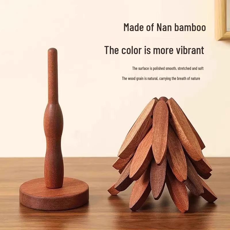High-Temp Resistant Bamboo Wood Coaster & Placemat Set