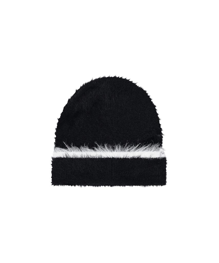 Bajal Va Square Studded Hairy Beanie Black