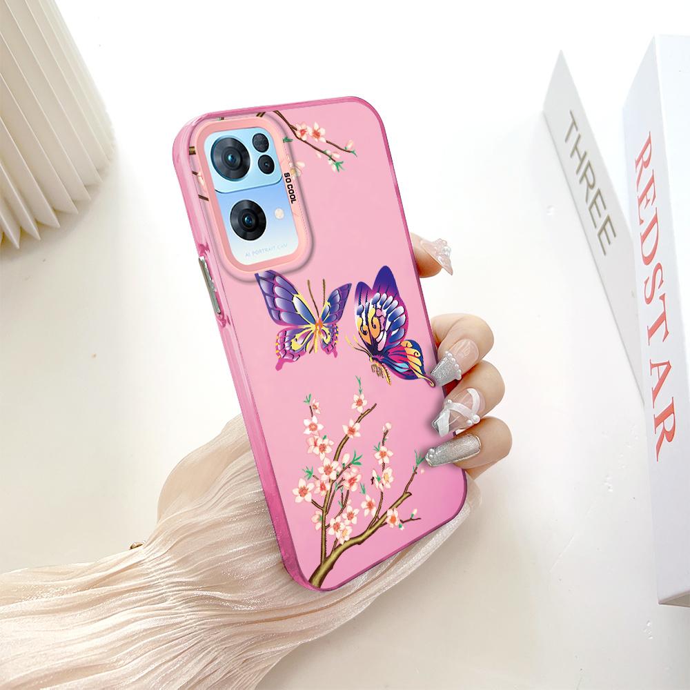 Custodia rigida antiurto anticaduta con motivo dipinto, argento colorato, bifacciale, per telefono OnePlus OPPO Reno Realme