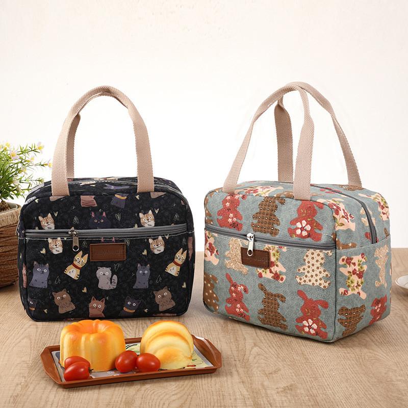 Canvas Lunch Bag For Office Workers With Thickened Handle And Style For Daily Use