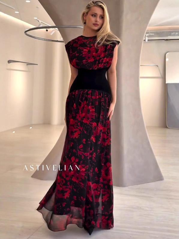 Retro Rosenmuster Kleid - 2025 Europäischer & Amerikanischer Trend