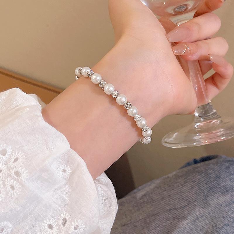 2025 new broken silver pearl beaded bracelet women's retro cold wind light luxury bracelet accessories