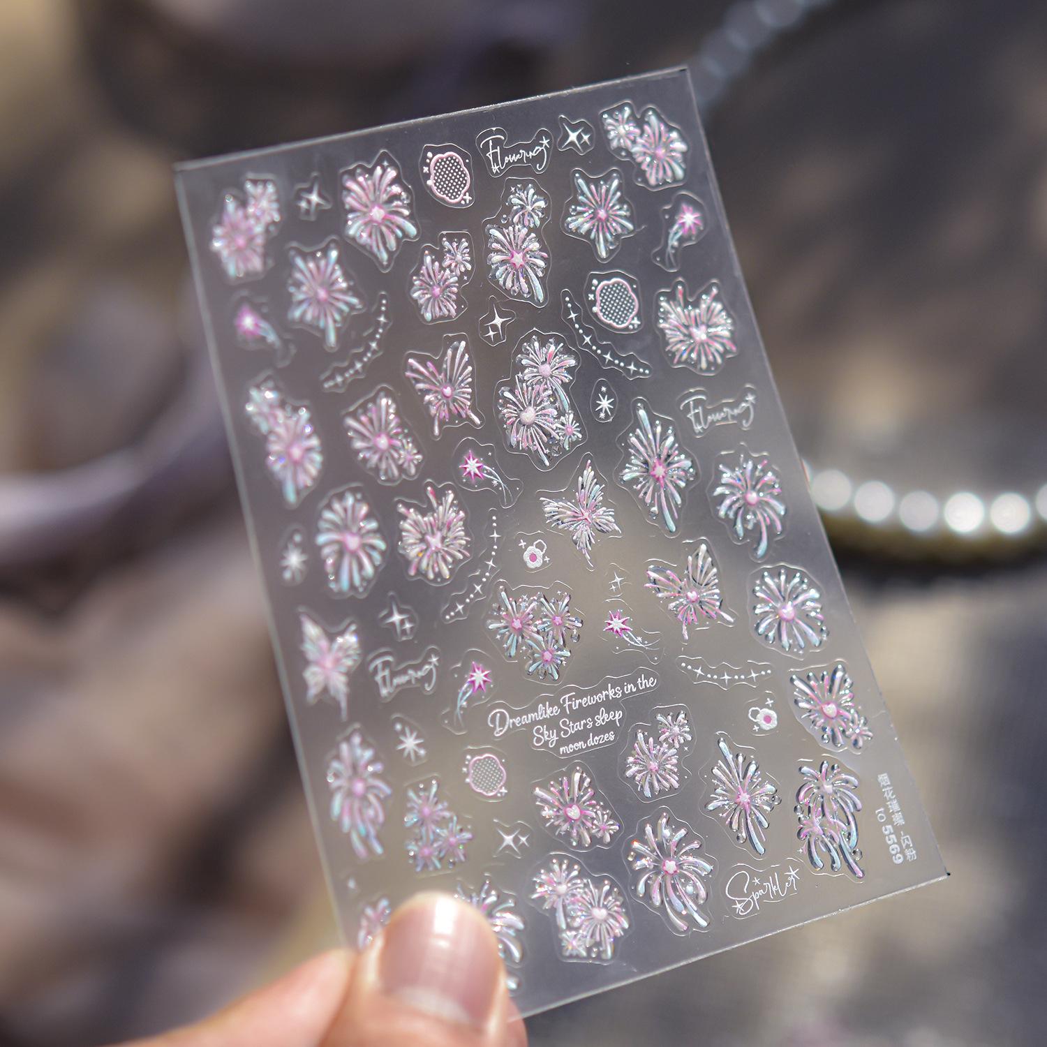 Tomoni Glitter Nail Stickers - Chinese Style New Year Fireworks Nail Art.