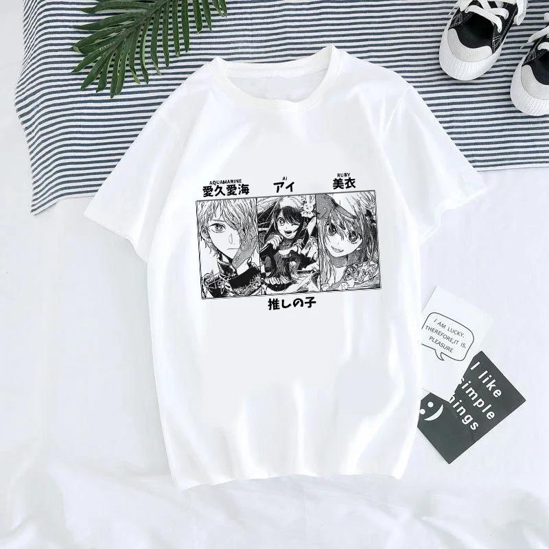 Women T-shirt Manga Anime Oshi No Ko Harajuku Ullzang T Shirt Female Ai Ruby Akane Aquamarine Hoshino Clothes Tops