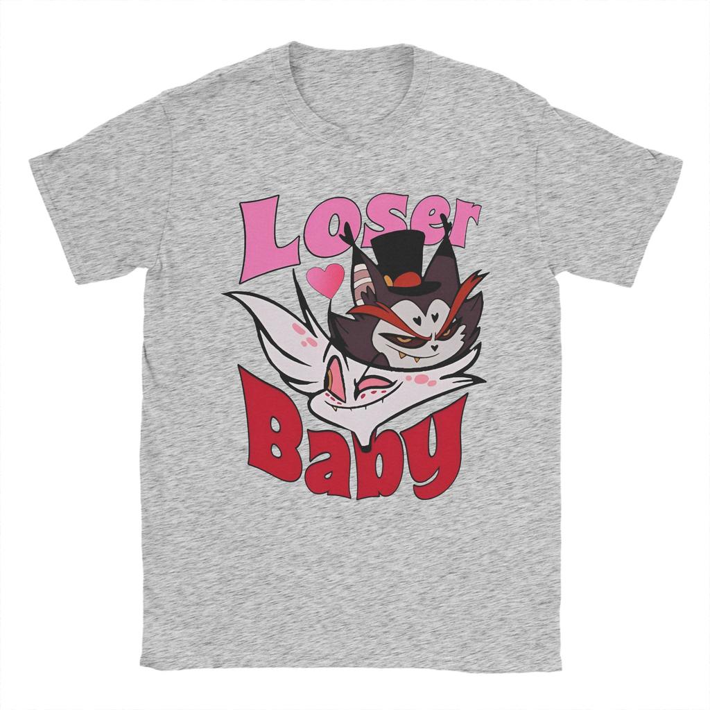 Men's T-Shirt Hazbins Hotels Double Trouble Grinning Casual Cotton Tee Shirt Short Sleeve  T Shirt Crewneck Clothing Plus Size