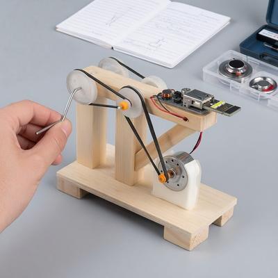 DIY Kreativer Holzgenerator mit Handkurbel Modell Kinderspaß Physik STEAM Pädagogisches Wissenschaftsexperimentierkasten Schul Lernspielzeug