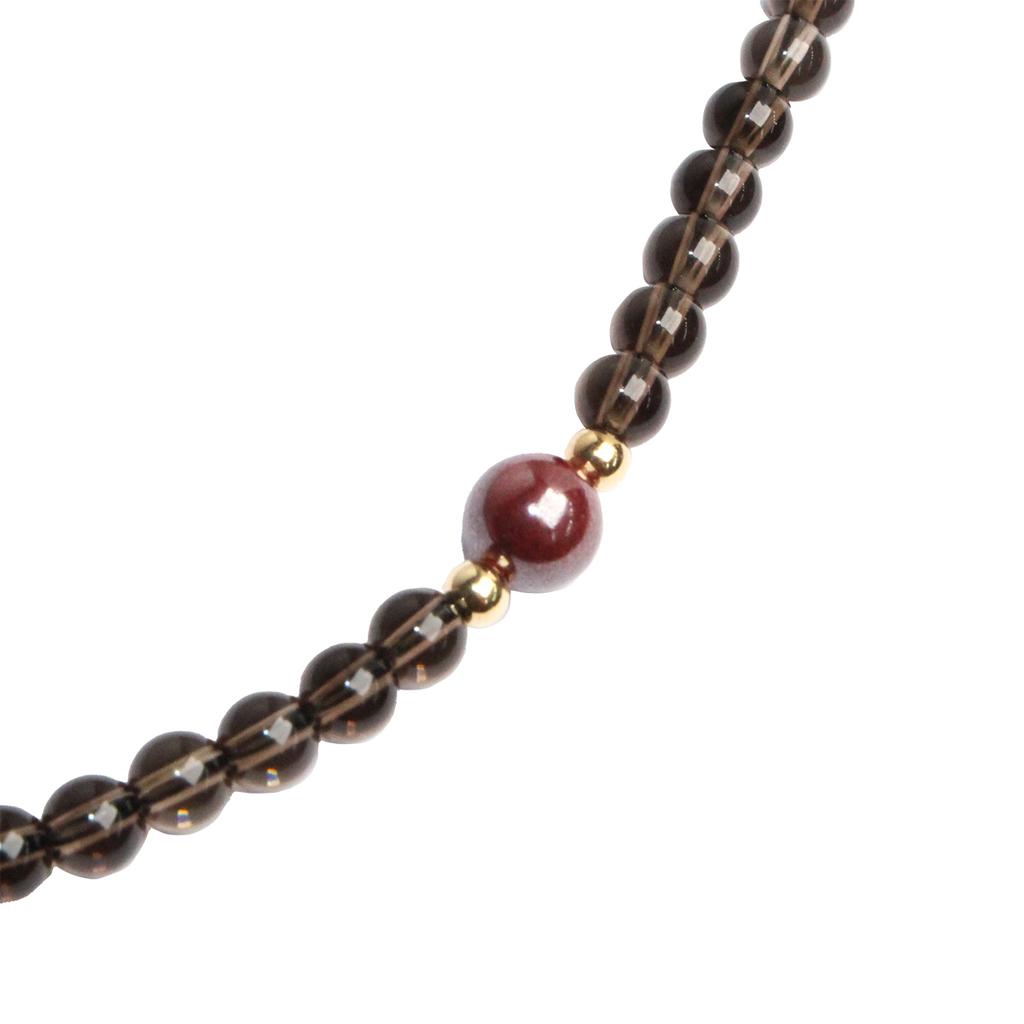 Bien Vetu 4Mm Smoky Quartz + 6Mm Single Cinnabar Gf Layered Necklace