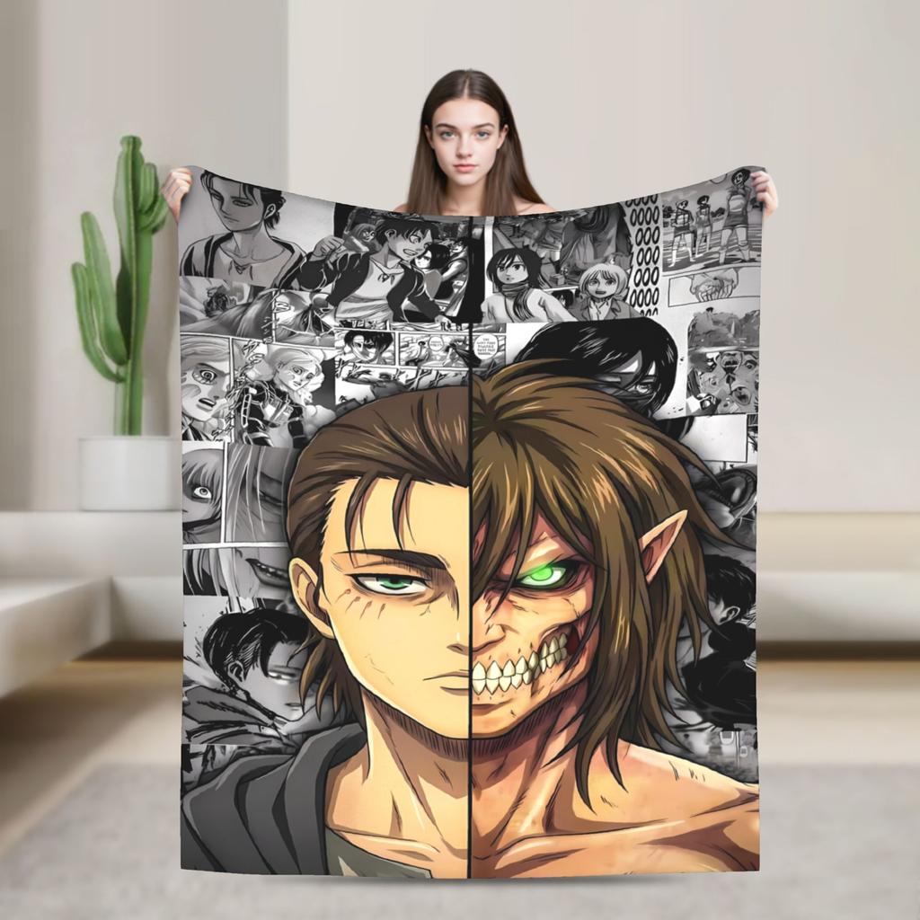 Anime Attack On Titan Blankets Camping Flannel Throw Blanket For Outdoor Soft Custom Quality Bedspread Gift