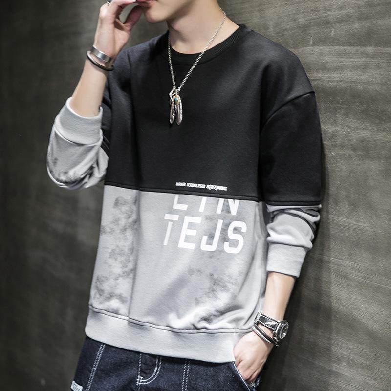 

Мужской свитер с круглым вырезом, осенняя повседневная одежда, мужской весенне-осенний пуловер L чёрный