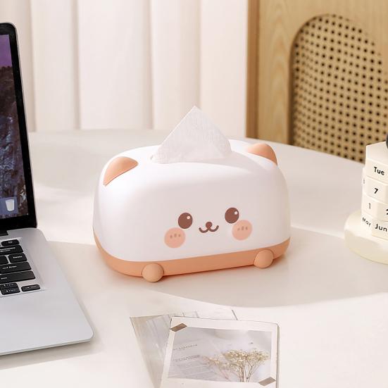 Tissue Box Dustproof Large Diameter Paper Port Tissue Holder Cute Animal Face Decorative Container for Living Room