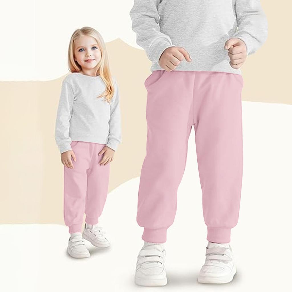 Kindermode Weihnachten Lockere Taille Einfarbig Lässige Jogginghose Freizeithose