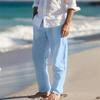 Men's Pure Linen Solid Colour Casual Relaxed Fit Spring/Summer Breathable Beach Straight-Leg Everyday Holiday Trousers