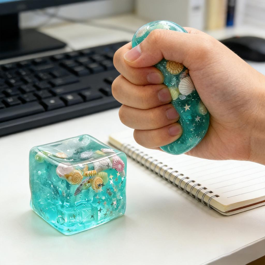 Taba Squishy Ocean Stress Balls Realistic Sea Salt Ice Cube Squeeze Toy Soft Slow Rise Ocean Sensory Toy for Adult Stress Relief