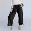 Retro Washed Distressed Drawstring Long Pants