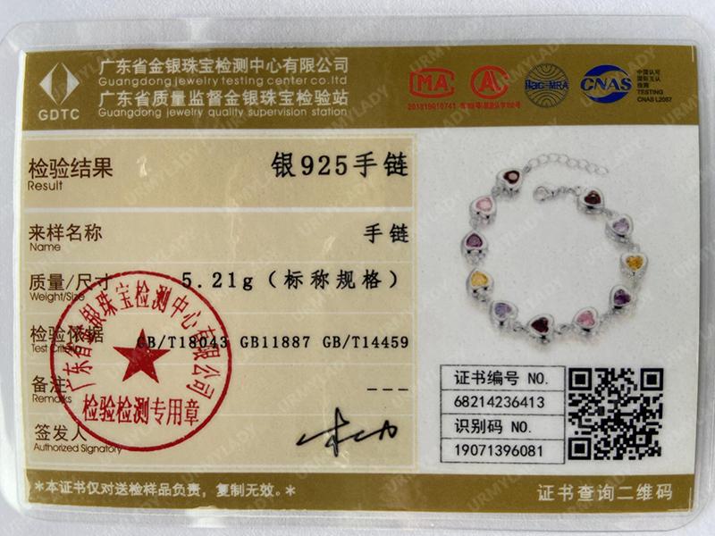 925 Sterling Silver Heart Zircon Chain Bracelet Fashion Jewelry MB242