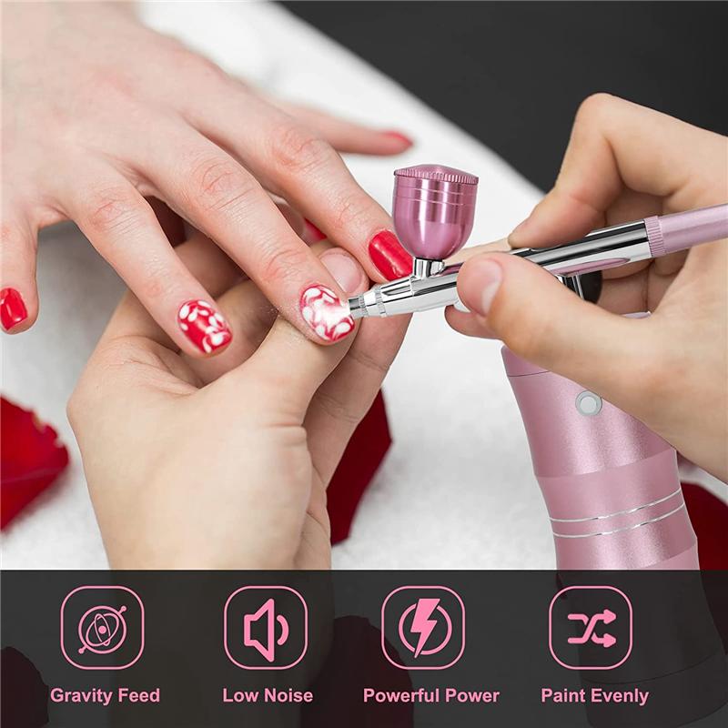 

BHBL Air Brush Kit with Air Compressor, Upgraded 7.4V 34PSI Air Brush Spayer Rechargeable Portable Cordless Air Brush Pink China Mainland