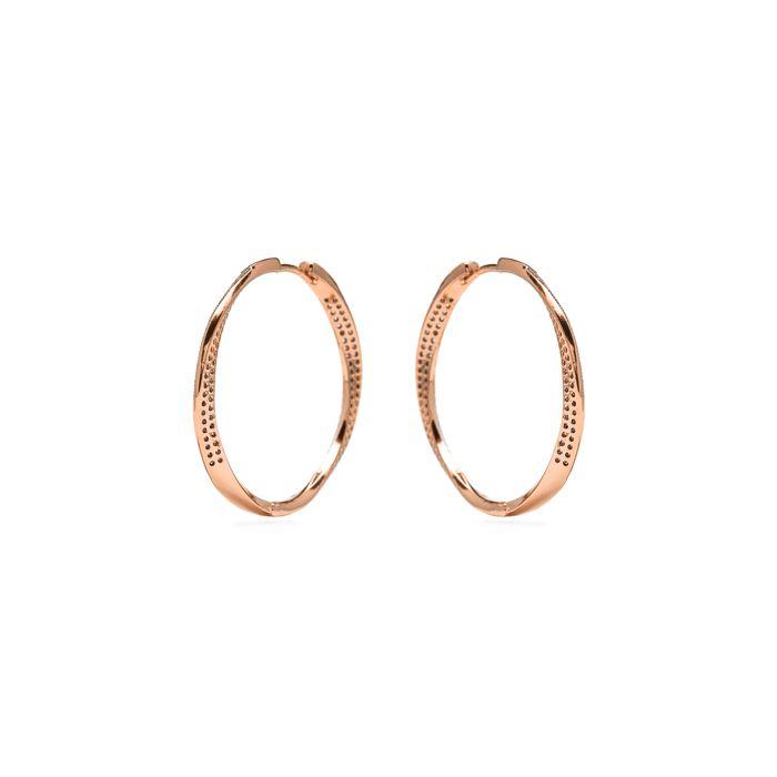 Boucles d'oreilles - LUXENTER - Riyu - Or jaune 18k - Zircone rouge - Dormeuse 37,4×22 mm