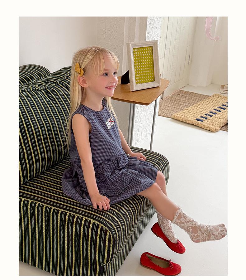 Large 26 - Girls' Preppy Style Sleeveless Layered Cake Dress for Summer - 710595