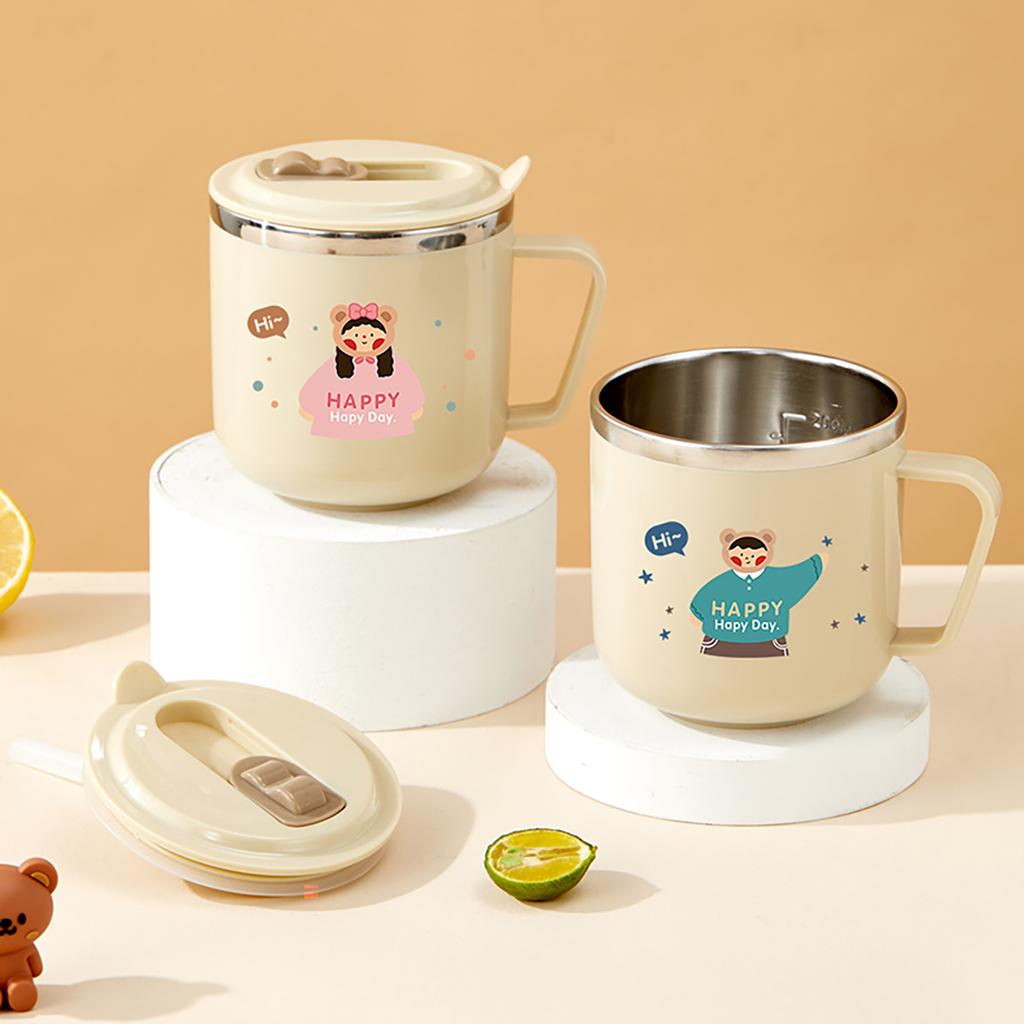 316 Stainless Steel Water Cup Mug For Kids Insulated Anti Scalding Milk Coffee Cup Mini Cute Drinking Mug With Straw