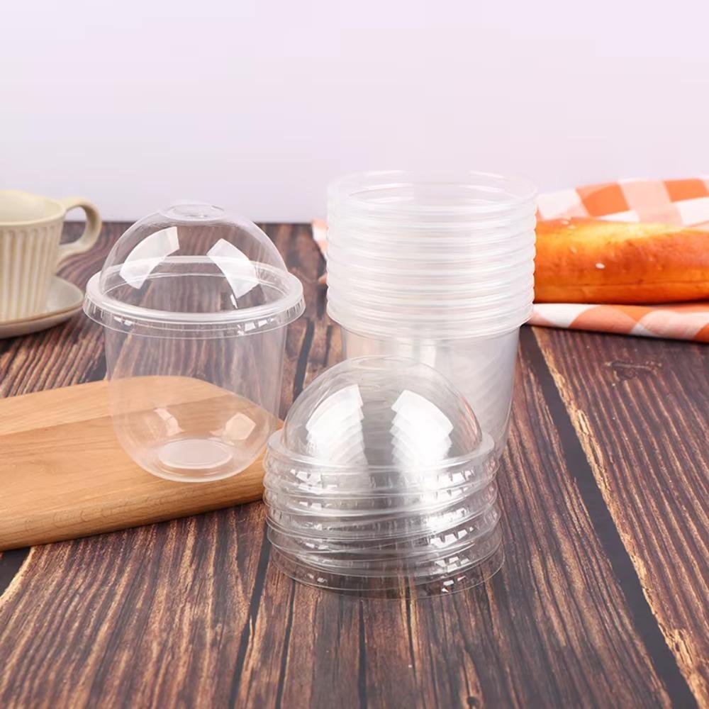 50pcs Transparent Disposable Cake Cup U Shaped Dessert Cup Drinkware Ice Cream Cup  Pudding