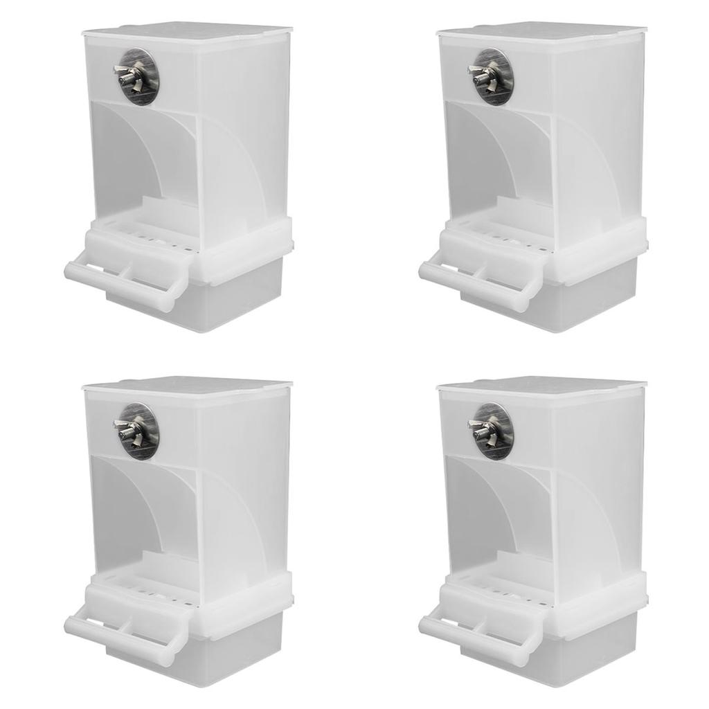 4X White Bird Feeders Automatic Parrot Feeder Drinker Seed Food Container Cage For Small And Medium Parakeets