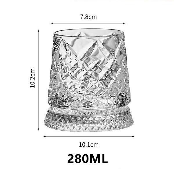 280Ml Rotating Whiskey Glass Creative Crystal Premium Beer Cup Str Relief Liquor Cup With Base Straight Drink Mold Wine Glass 280ml розовый
