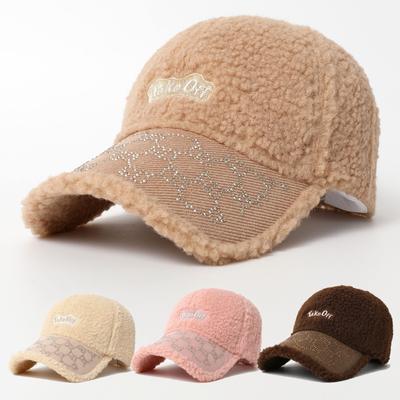 Herbst- und Wintersaison Bestickte Buchstaben Baseballkappe für Damen mit großem Kopfumfang und breiter Krempe zur Geltung des Gesichts, Entenschnabelmütze