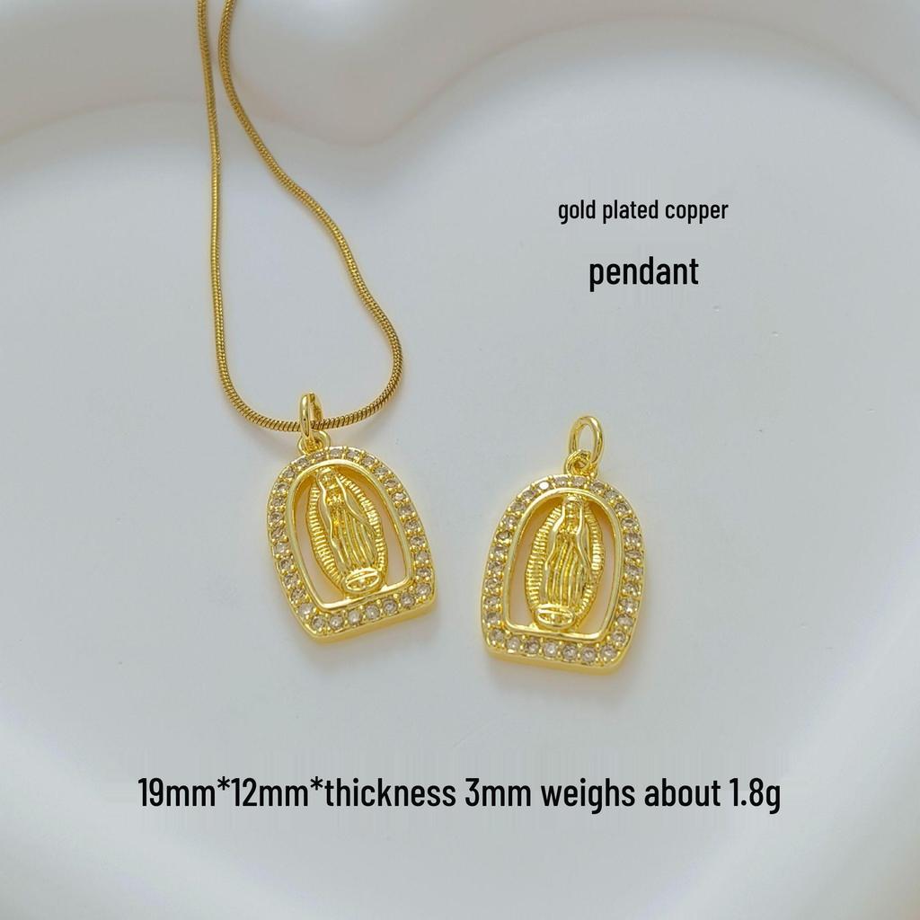 Hot New Gold-Plated Virgin Mary Pendant Necklace - Temperamental Sparkling Handmade Accessory