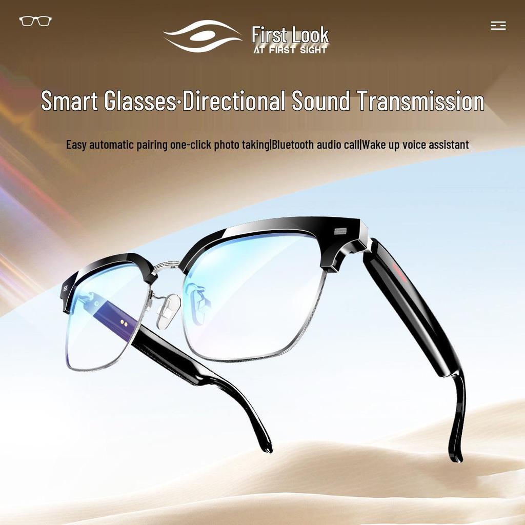 Multi-Function Smart Bluetooth Glasses: Anti-Blue Light Sunglasses, Headphone, Voice Translation, Music & Call Features, Interchangeable Lenses.