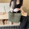 Casual straw woven tote bag for women, 2026 new letter handbag, simple large capacity vacation beach woven bag