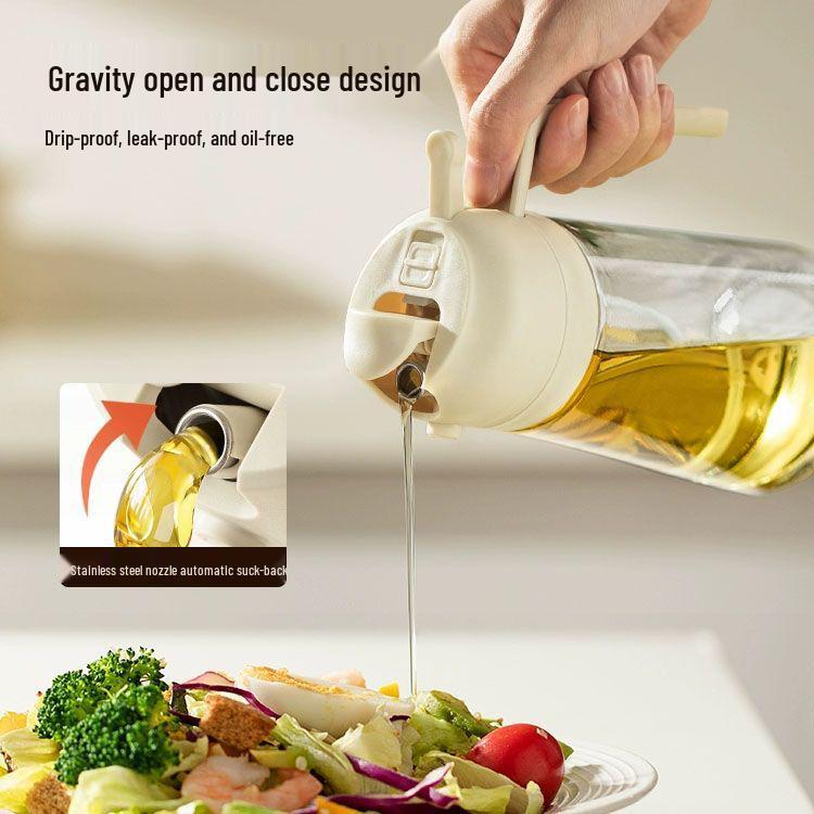 Glass Oil Sprayer & Pourer - 2-in-1 Non-stick Kitchen Oil Bottle