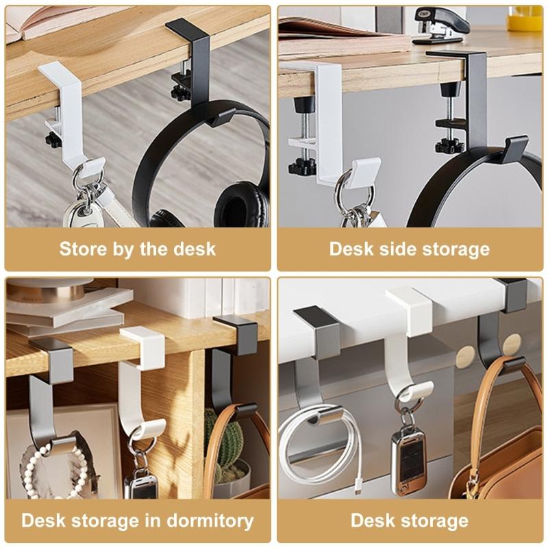 Set of 4 Removable Desk Edge Hook No Adhesive Needed for Easy Installation and Functional Use in Homes or Office