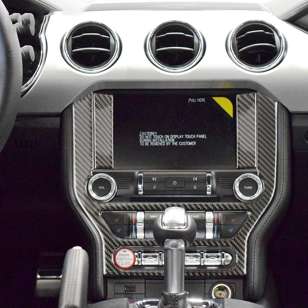 Carbon Fiber Multi-media Konsole Abdeckung Aufkleber Panel Trim Dekoration Für Ford Mustang 2015 2016 2017 2018 Auto