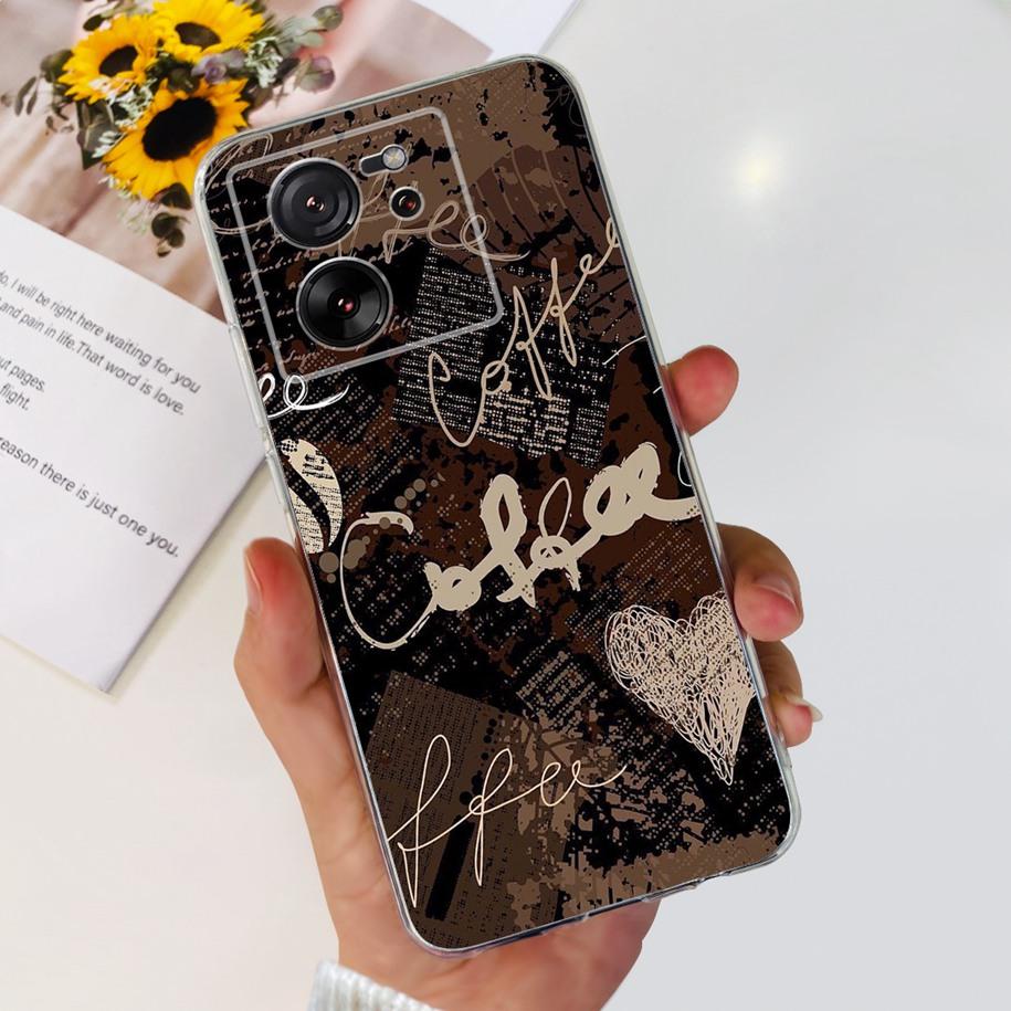 For Xiaomi 13T Pro Case Fashion Flowers Shockproof Soft Silicon Protector Clear Coque For Xiaomi 13T Phone Cases Mi 13TPro Funda