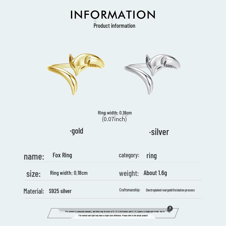 Everle Sly Fox Adjustable Sterling Silver Ring for Women