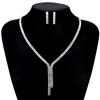 [NEOGLORY] JEWELRY Necklace & Earrings 2-Piece Set, High-Quality Bridal Cubic Zirconia, Y-Shape, Simple, Dangle, with Jewelry Box (NEOGLORY) (Type C)