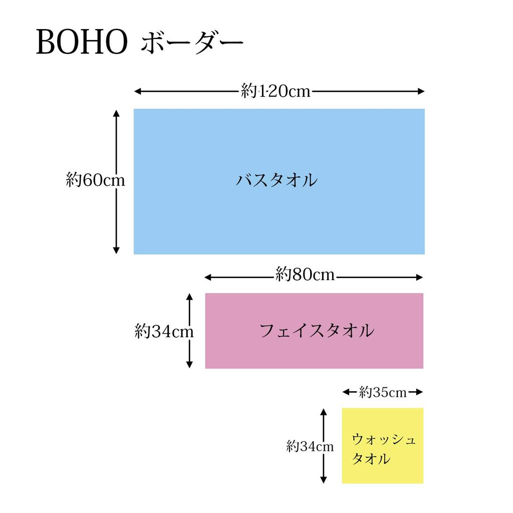 Kusunokibashi Monori Imabari Towel BOHO Border Face 34 x 80cm Towel, Blue, 1-67488-31-B,