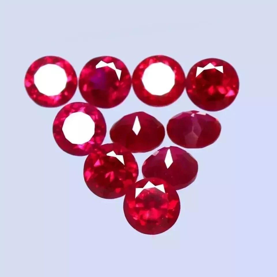 Certified Natural Burma Pigeon Blood Red Ruby Round 8 MM 10 Pcs AAA+ Gemstone
