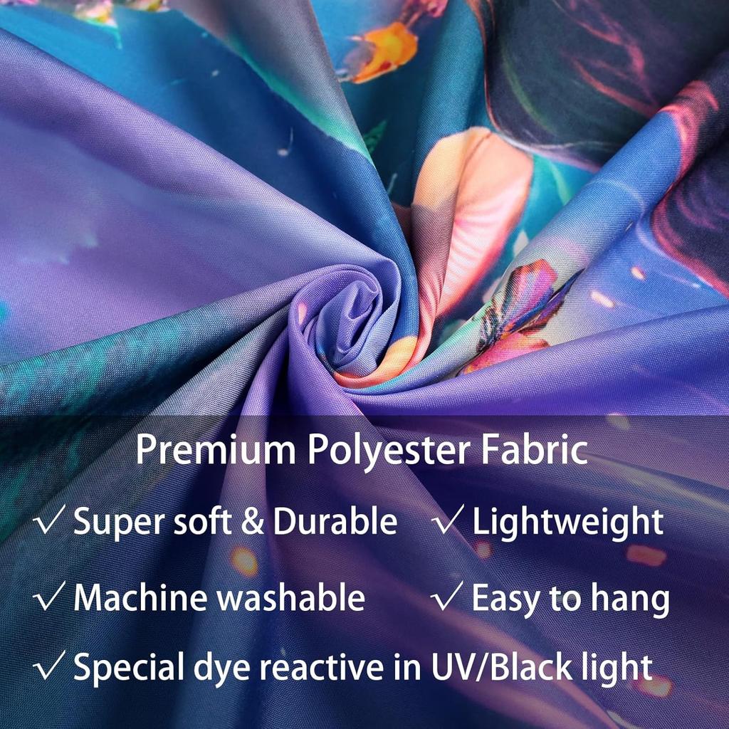 SparkLia Blacklight Mushroom Forest Tapestry - UV Reactive Glow in the Dark Fantasy Waterfall Wall Hanging, Colorful Neon Mushroom Landscape Art