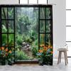 300x180CM Landscape Shower Curtains Green Plants Palm Tree Waterfall Forest Nature Scenery Home Bathroom Curtain Decor Set