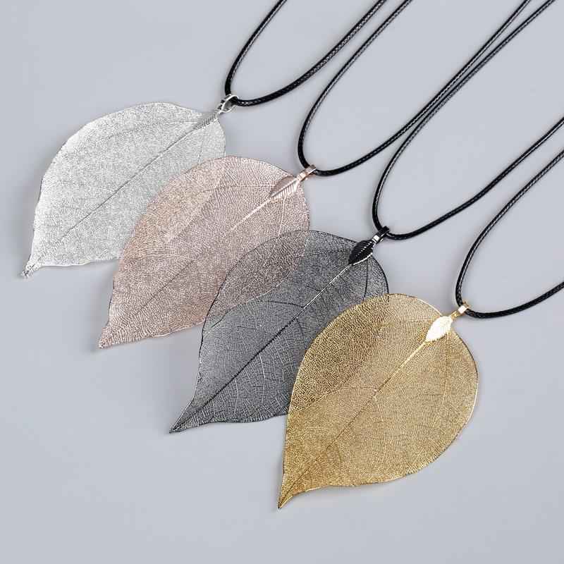 Mode Einzigartig Natürlich Echter Blatt Choker Anhänger Halskette Für Frauen Echte Blattform Filigran Hochzeit Halskette Schmuck Geschenk