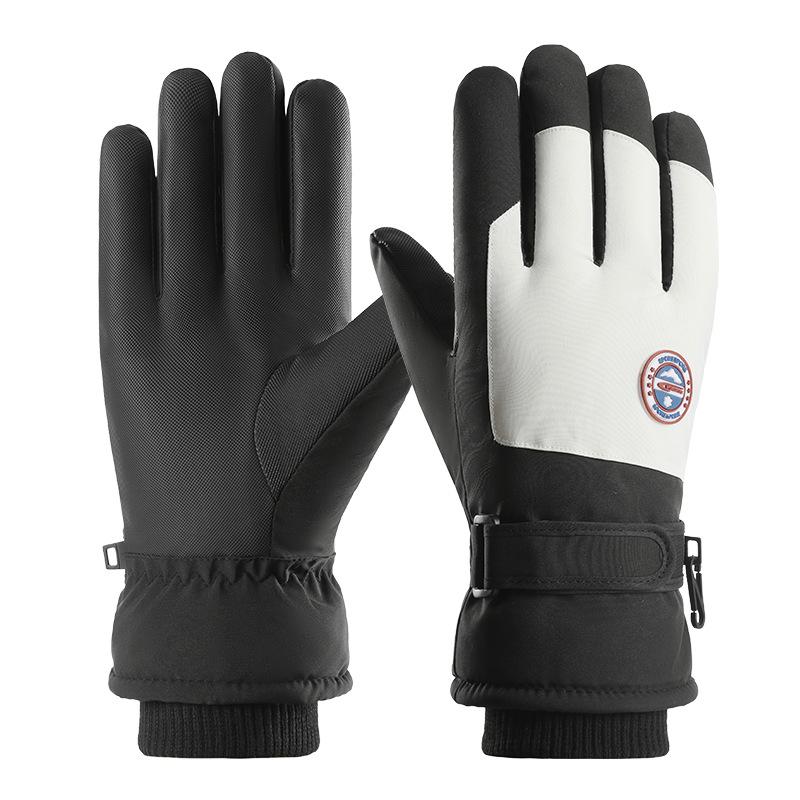 Ski Gloves for Couples In Autumn and Winter Warm  Touch Screen Sports  Cold Proof Fleece and Thickened Cotton Gloves for Women