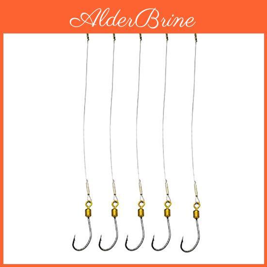 5pcs Wire Antibite Steel Stainless Leader Fishing Rigs Hooks Line Tackle Tool