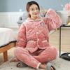 Pajamas women's three-layer thickened and cute winter can wear large-size warm padded loungewear