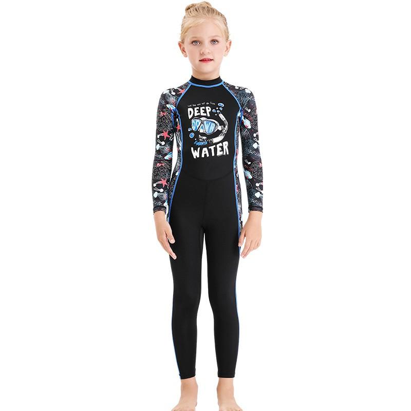 

Children s Swimsuit Women s One-piece Men s Middle School Long-sleeved Sunscreen Swimming Quick-drying Hot Diving Suit XL