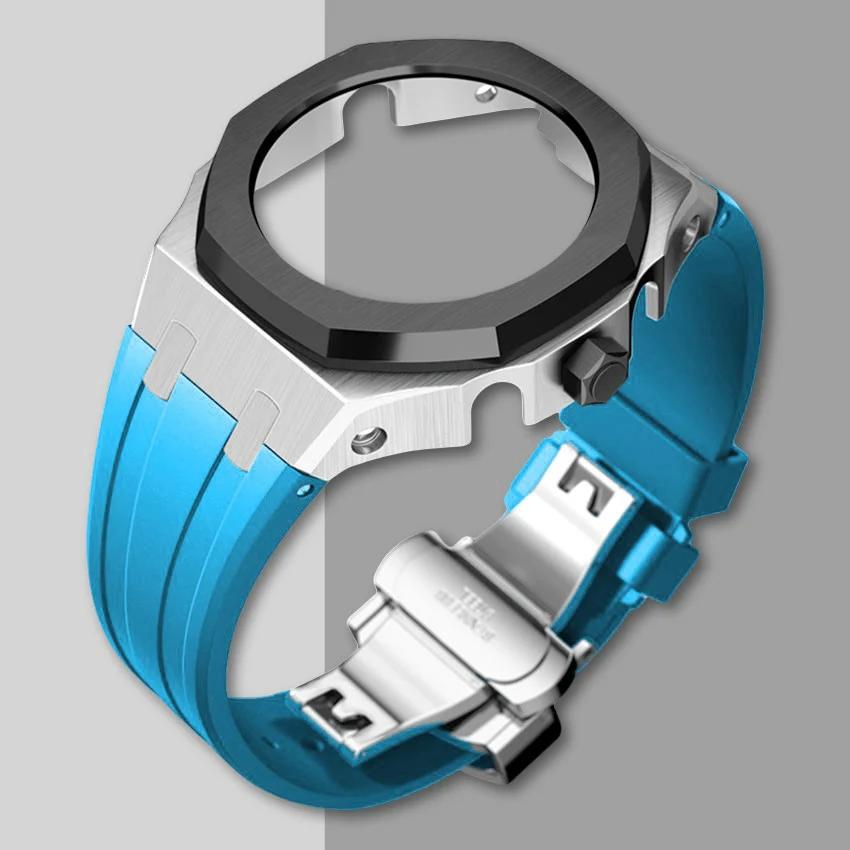 Ny Gen5 Casioak-fodral i rostfritt stål för G-Shock GA2100 Mod-kit Modifieringssats Metallram gummiband för GA2110 GAB2100
