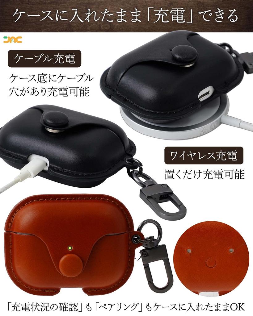 JAC AirPods Pro Case Cover Front LED Premium Genuine Full Wireless Charging Compatible Day Gift (1st/2nd Generation), Visible, Leather, Protection,