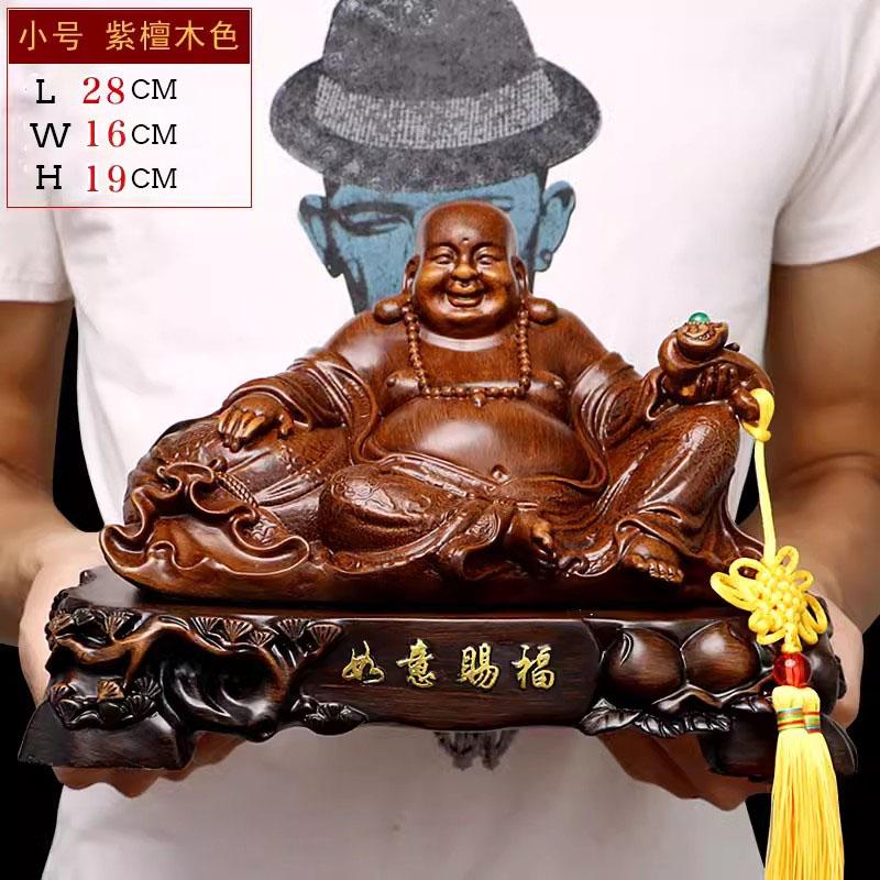 Resin Maitreya Figure Statue, Chinese Ruyi Blessed Buddha, Home, Living Room, Room, Office, Art Deco
